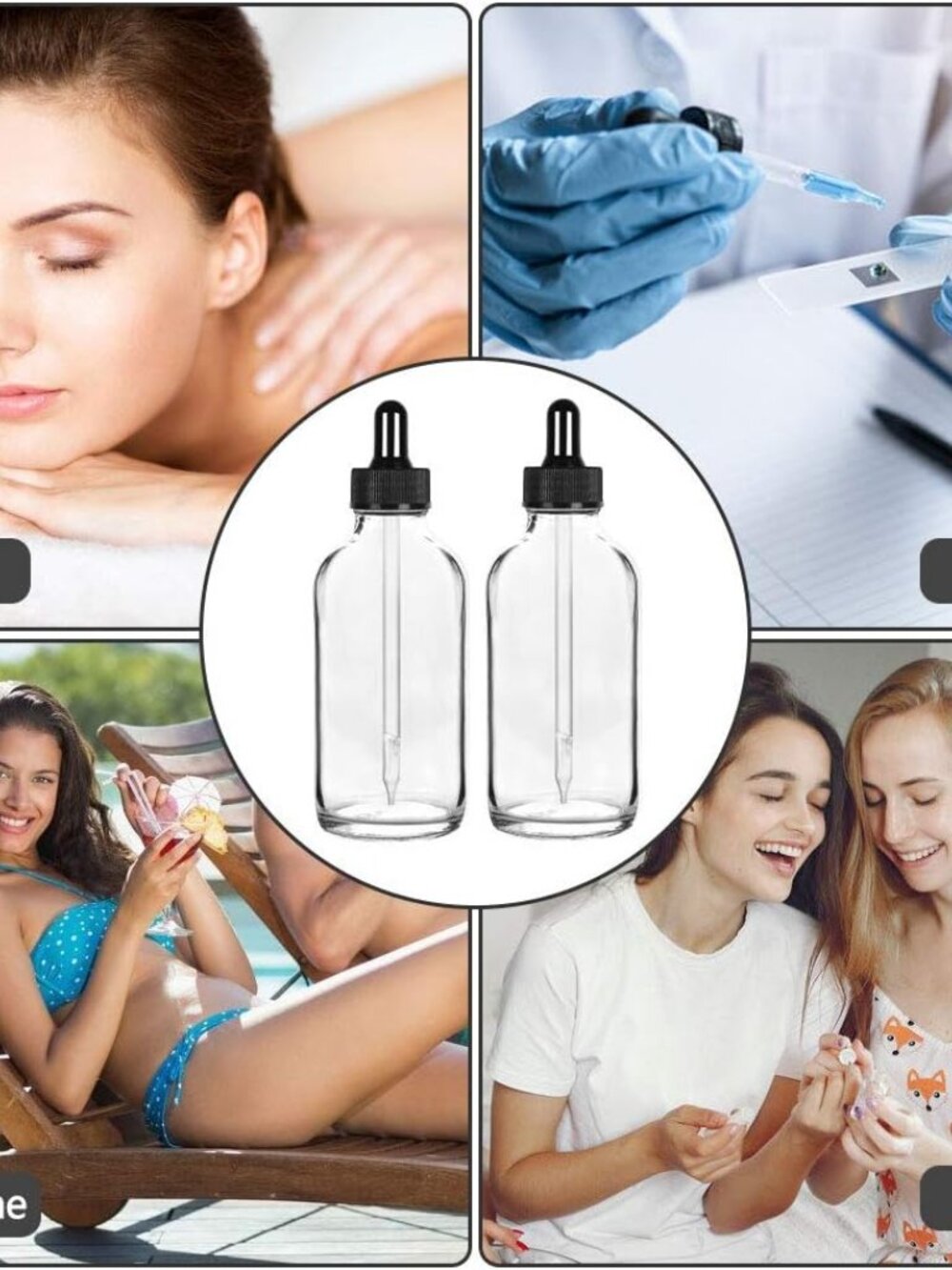 5 Pack 4 oz Glass Dropper Bottles | 120 mL Clear Reusable